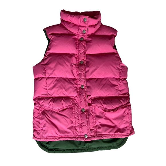 J. Crew Pink Green Down‎ Puffer Vest Size XS - Picture 1 of 9